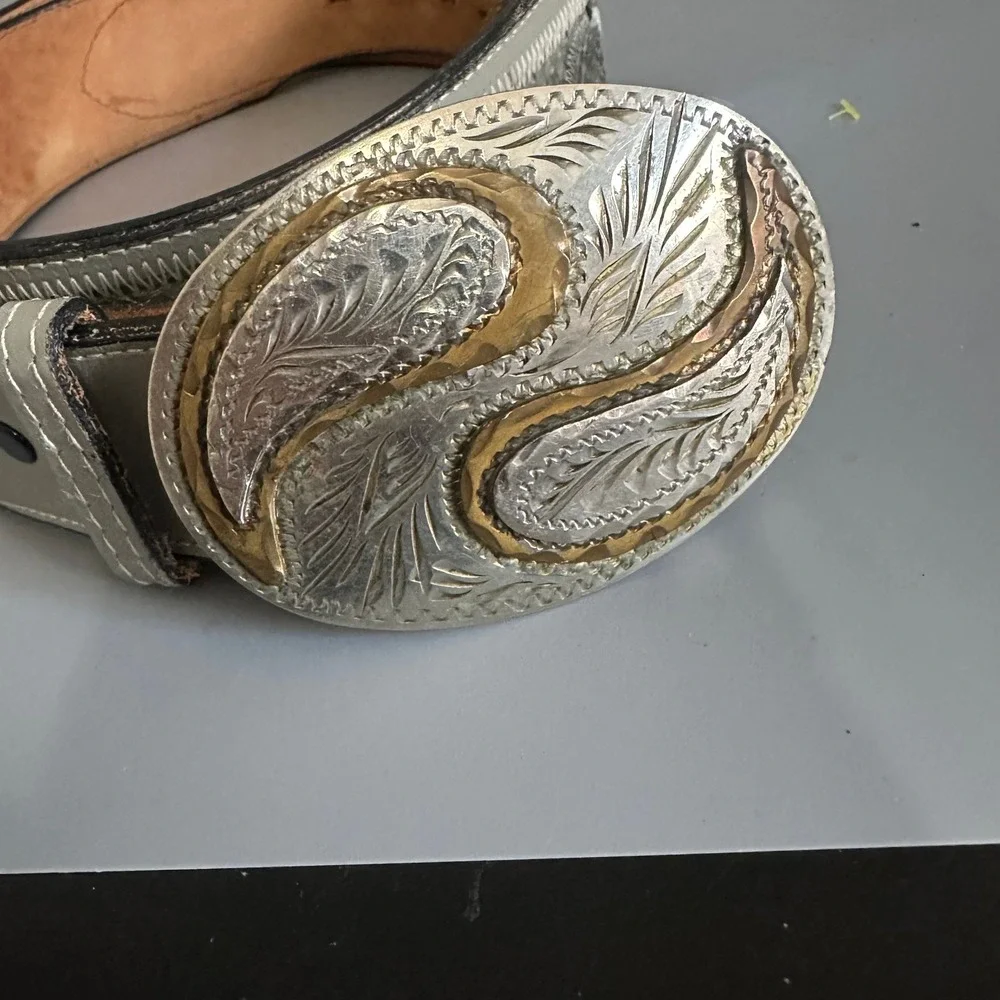 Nocona Belt Mens 40 Genuine Anaconda Snakeskin Western Wil-Aren Trophy Buckle